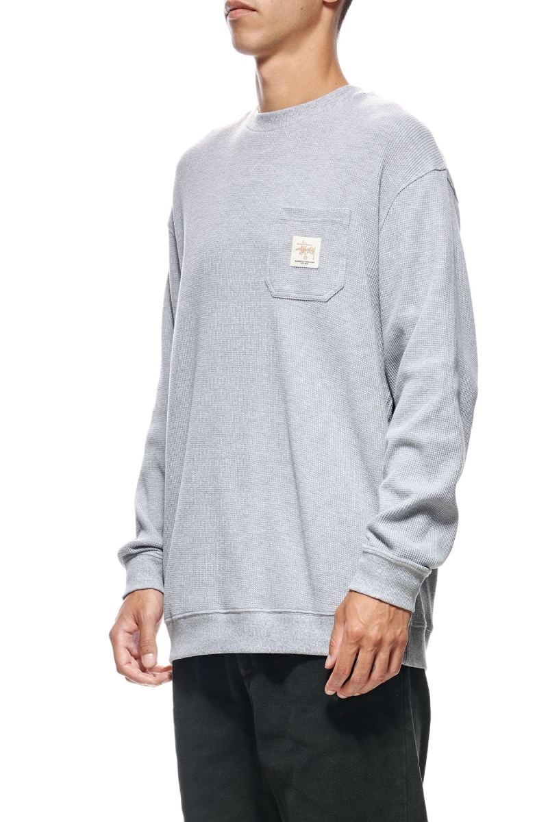 White Stussy Workwear Waffle Crew Men's Sweaters | USA000862