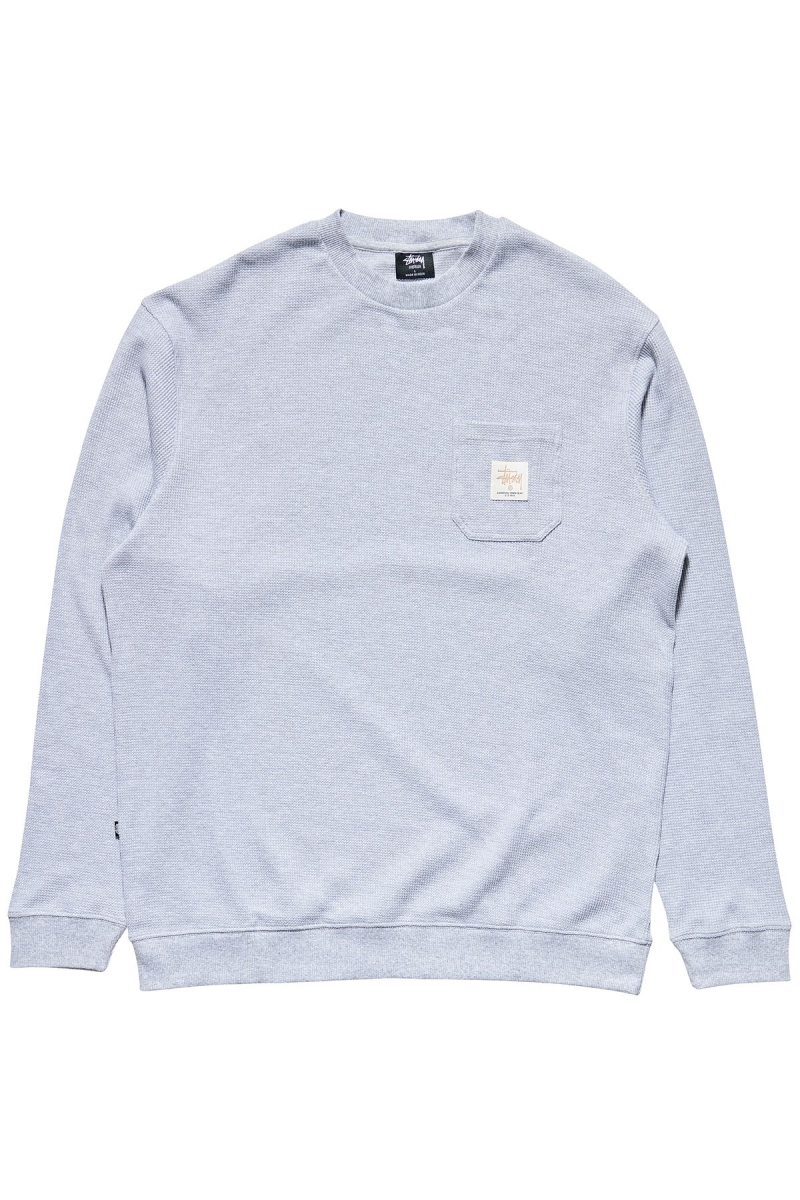 White Stussy Workwear Waffle Crew Men\'s Sweaters | USA000862