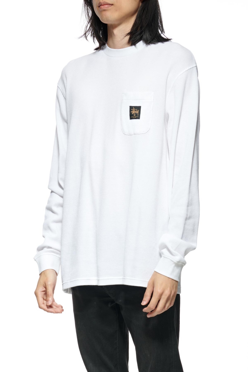 White Stussy Workwear Waffle Men's Sweatshirts | USA000961