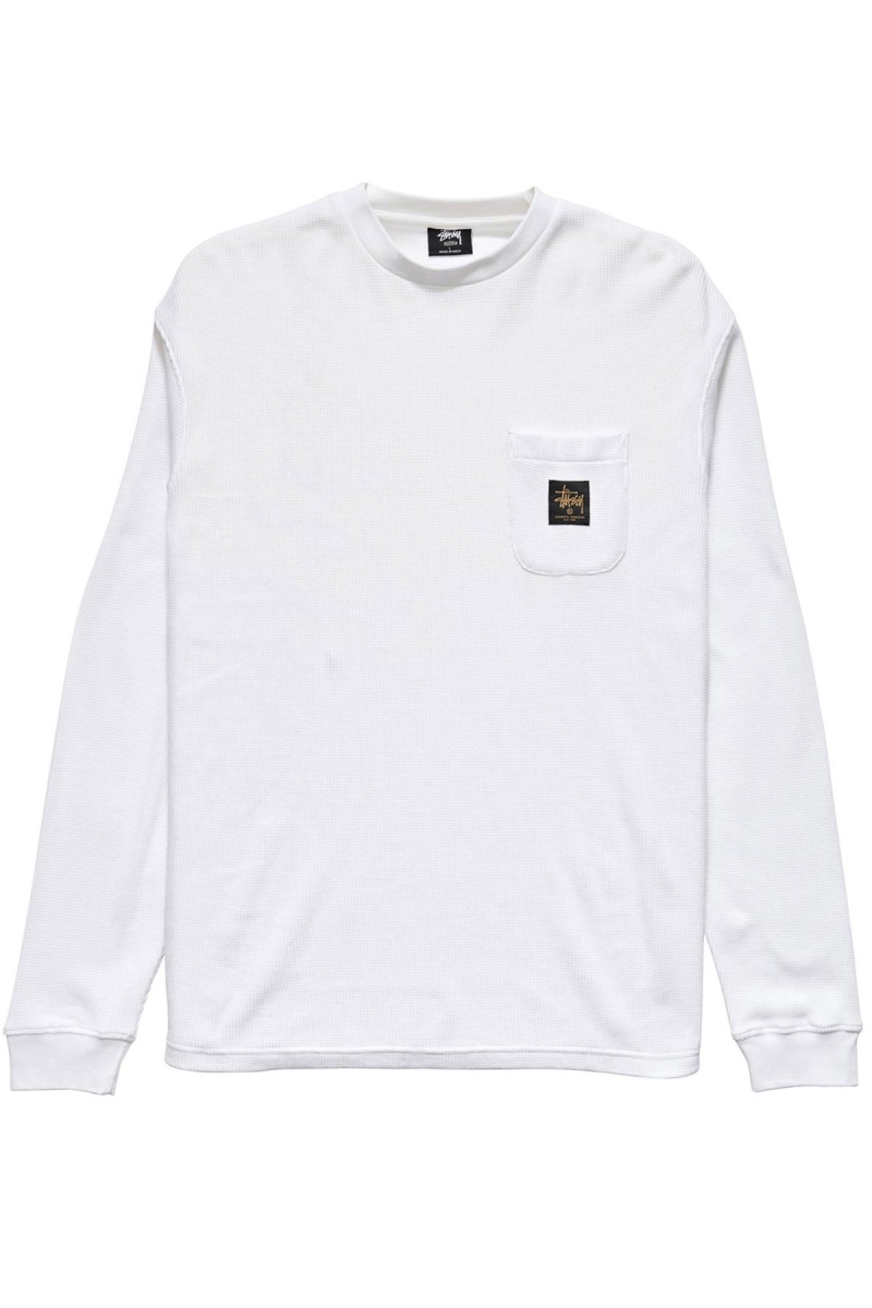 White Stussy Workwear Waffle Men\'s Sweatshirts | USA000961