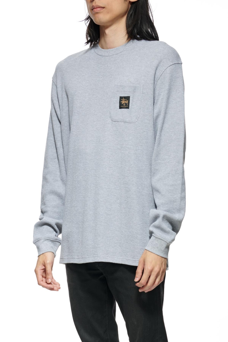 White Stussy Workwear Waffle Men's Sweatshirts | USA000963