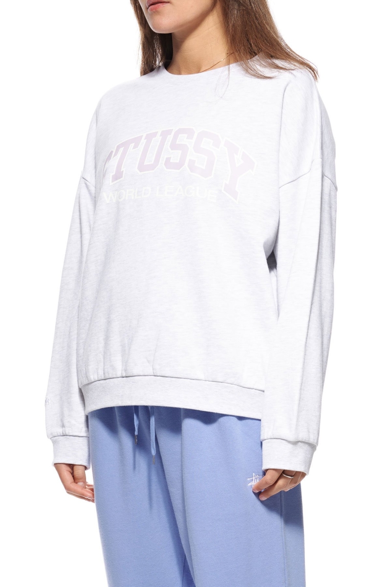 White Stussy World League OS Crew Women's Sweaters | USA000869