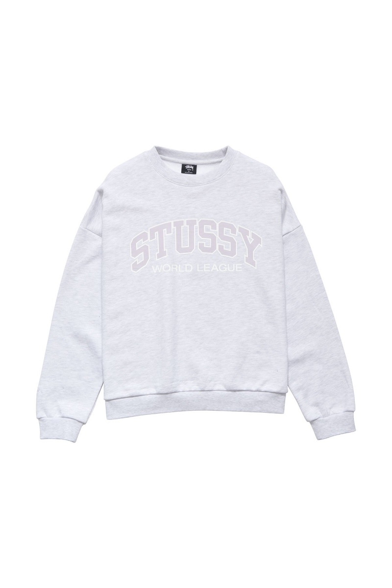 White Stussy World League OS Crew Women\'s Sweaters | USA000869