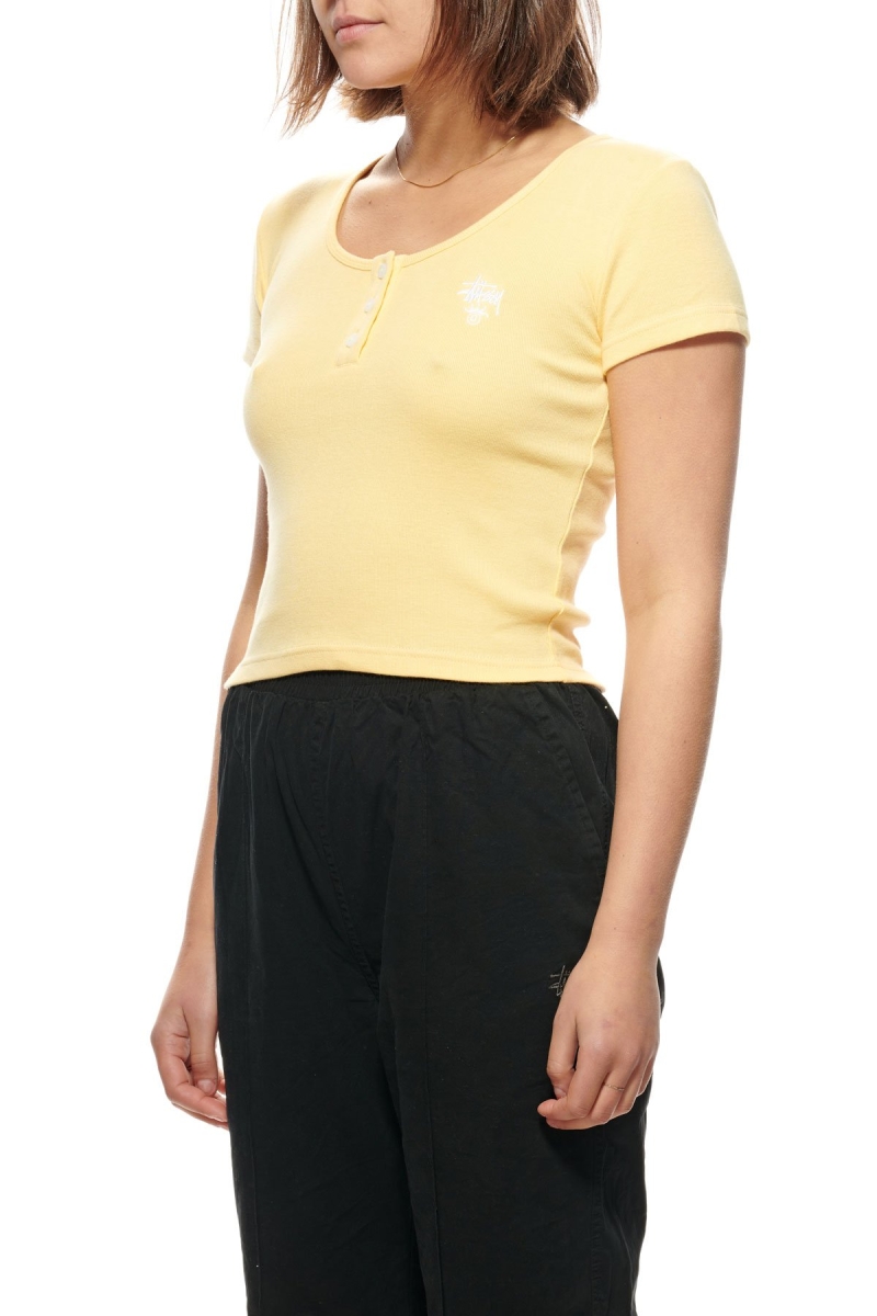 Yellow Stussy Berk Scoop Neck Women's T Shirts | USA000113