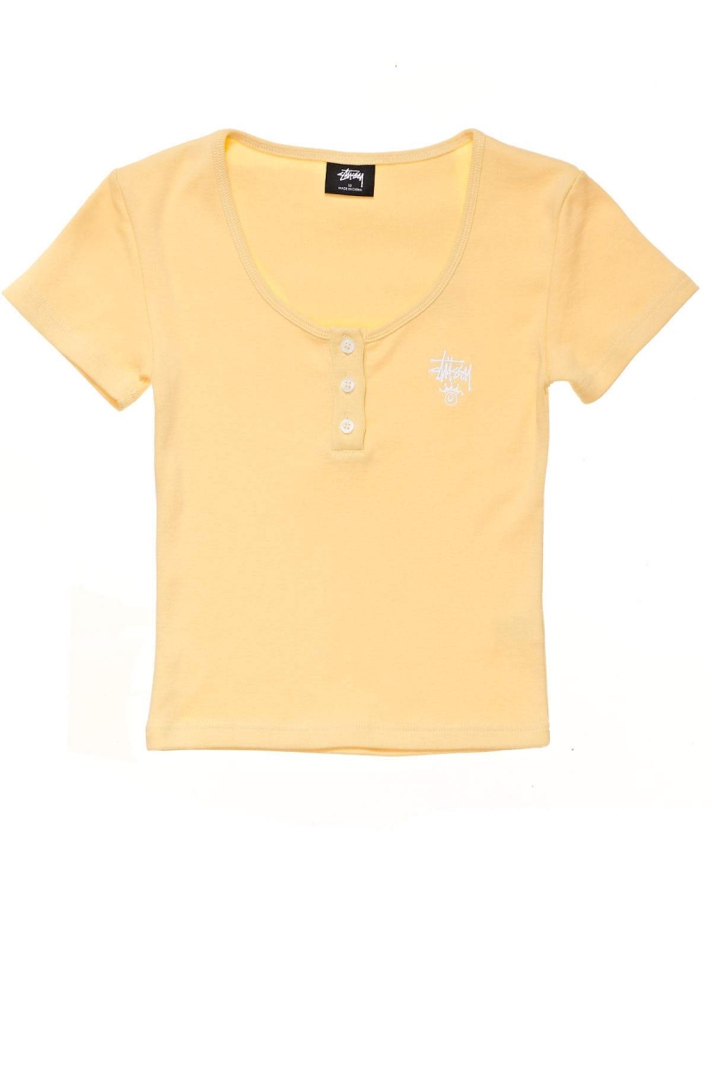 Yellow Stussy Berk Scoop Neck Women\'s T Shirts | USA000113