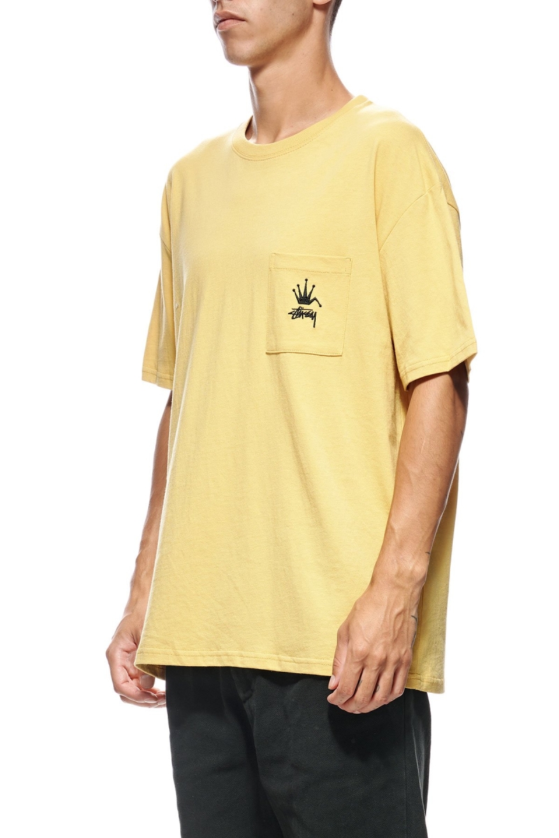 Yellow Stussy Crown Pocket SS Men's T Shirts | USA000146