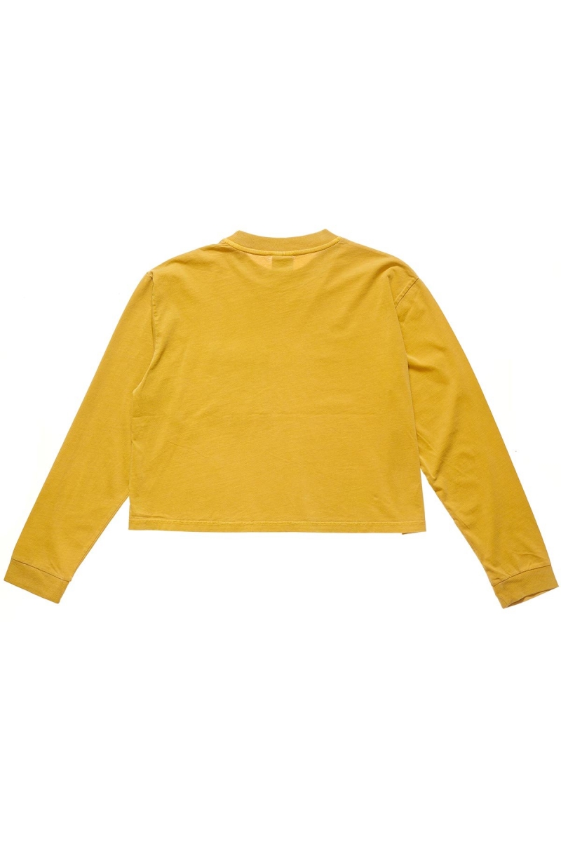 Yellow Stussy Graffiti Pigment LS Boxy Women's Sweatshirts | USA000923