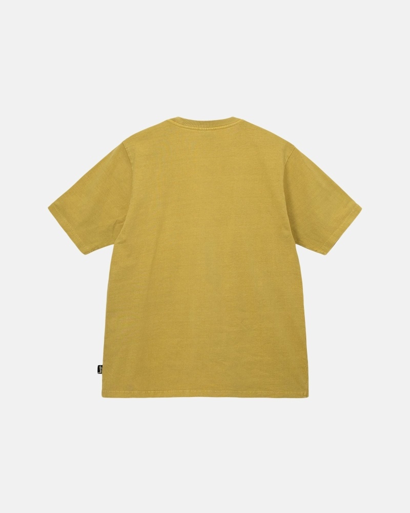 Yellow Stussy Heavyweight Pigment Dyed Crew Men's T Shirts | USA000202