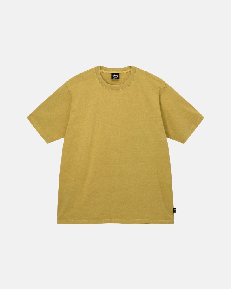 Yellow Stussy Heavyweight Pigment Dyed Crew Men\'s T Shirts | USA000202