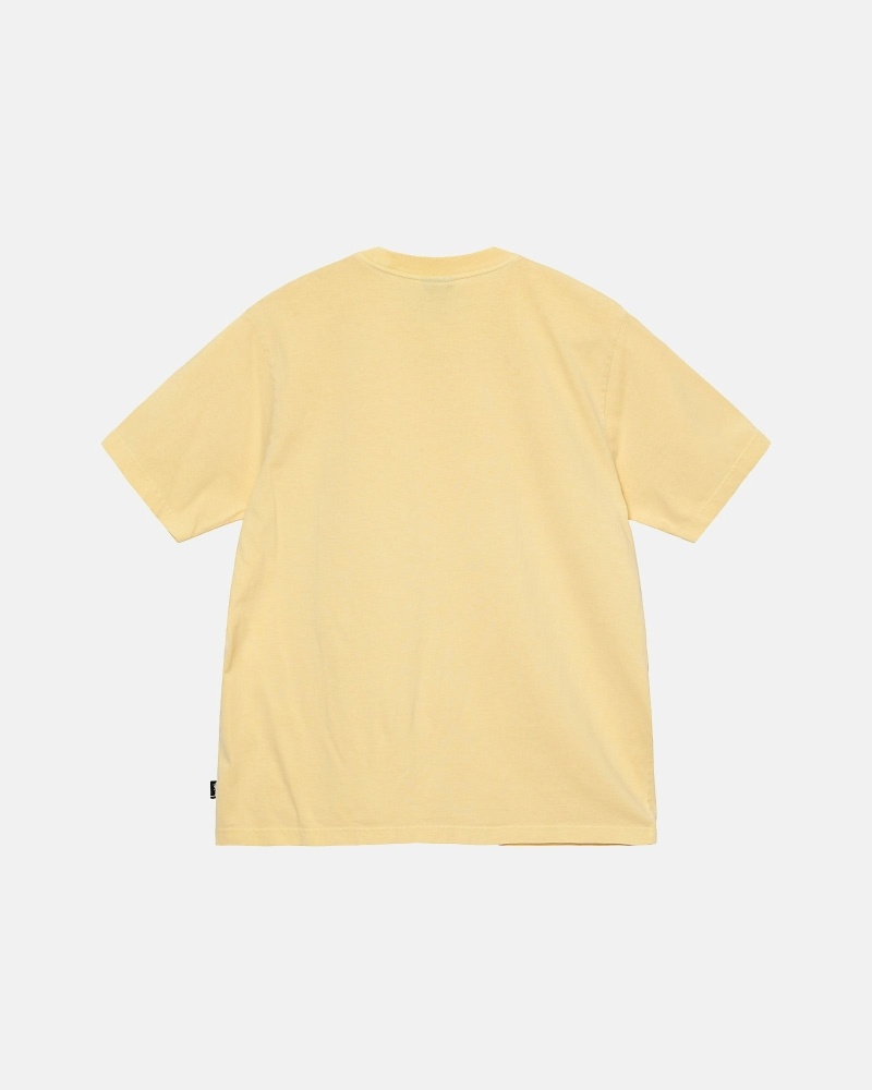 Yellow Stussy Heavyweight Pigment Dyed Crew Men's T Shirts | USA000203