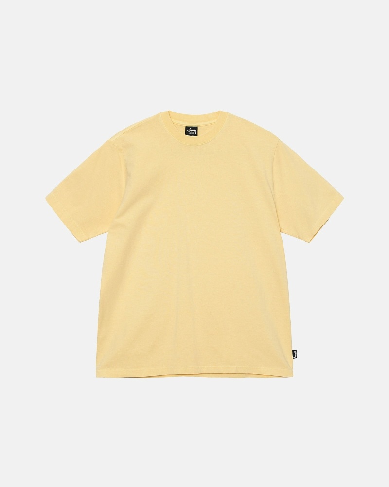 Yellow Stussy Heavyweight Pigment Dyed Crew Men\'s T Shirts | USA000203