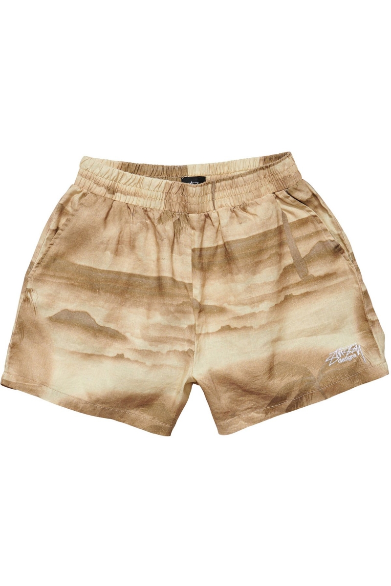 Yellow Stussy Island Linen Women\'s Shorts | USA000648