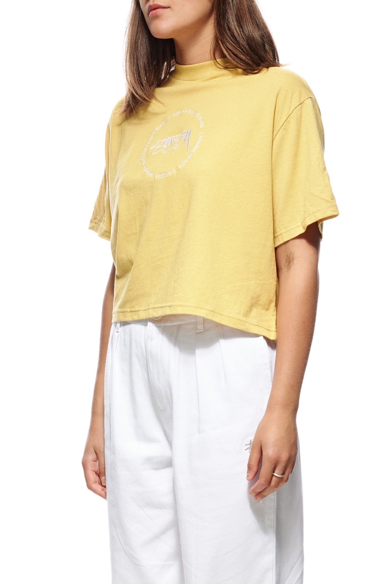 Yellow Stussy Laguna Boxy Women's T Shirts | USA000235