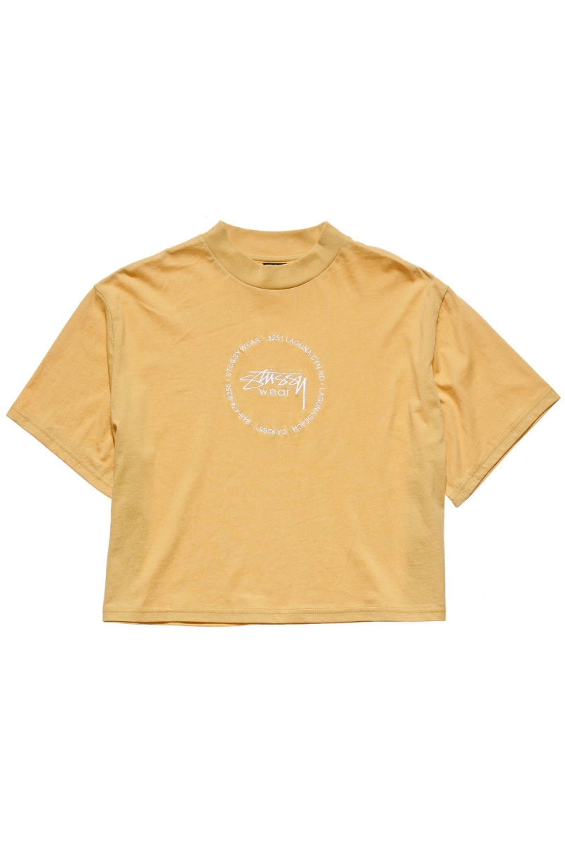 Yellow Stussy Laguna Boxy Women\'s T Shirts | USA000235