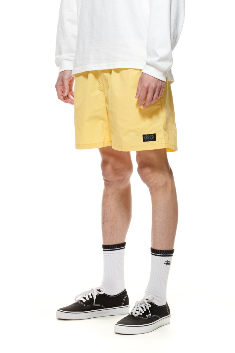 Yellow Stussy Nylon Big Beach Men's Shorts | USA000650