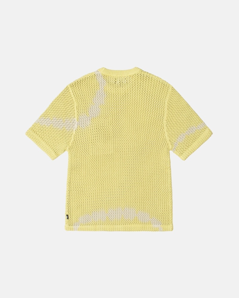 Yellow Stussy O'Dyed Heavyweight Mesh Crew Men's T Shirts | USA000250