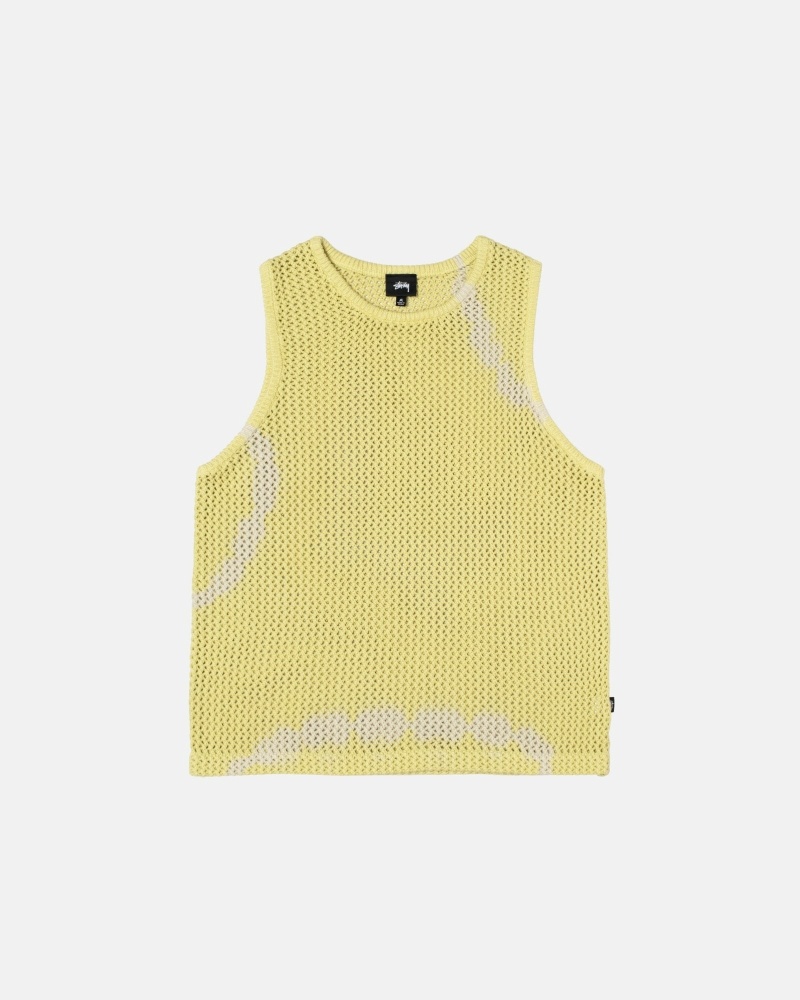 Yellow Stussy O\'Dyed Heavyweight Mesh Men\'s Tanks | USA000966