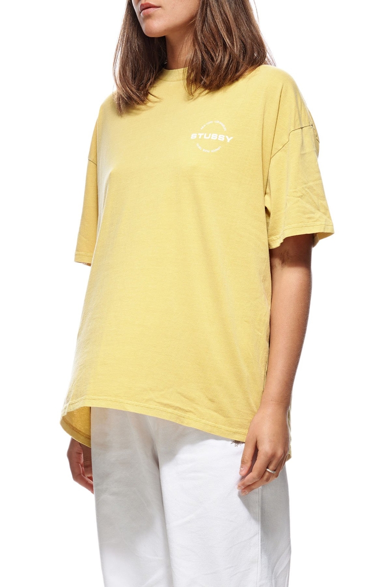 Yellow Stussy Pacific Relaxed Women's T Shirts | USA000253