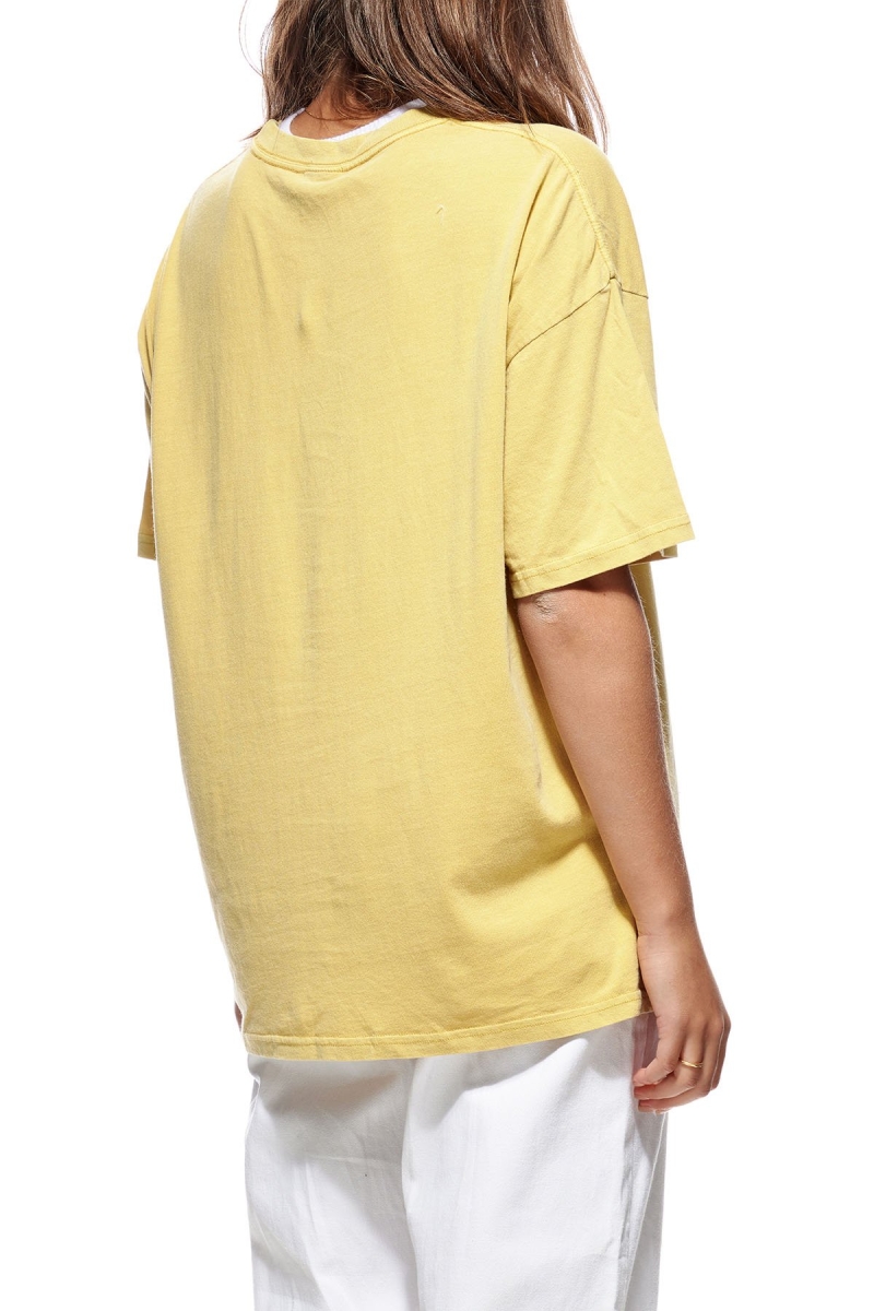 Yellow Stussy Pacific Relaxed Women's T Shirts | USA000253