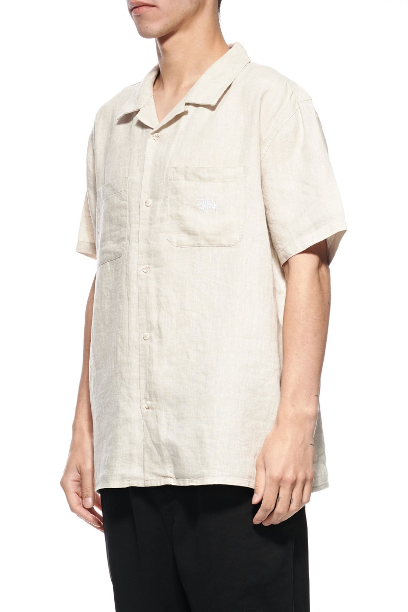 Yellow Stussy Short Linen SS Men's Shirts | USA000333