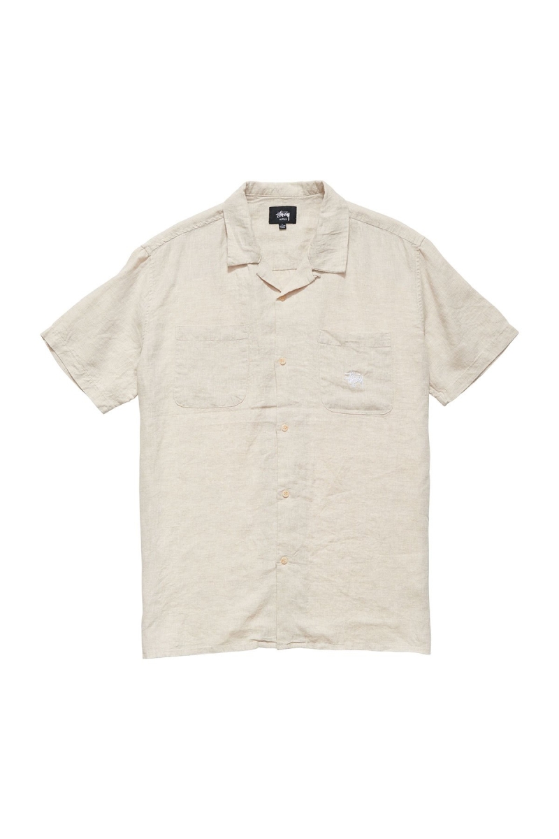 Yellow Stussy Short Linen SS Men\'s Shirts | USA000333