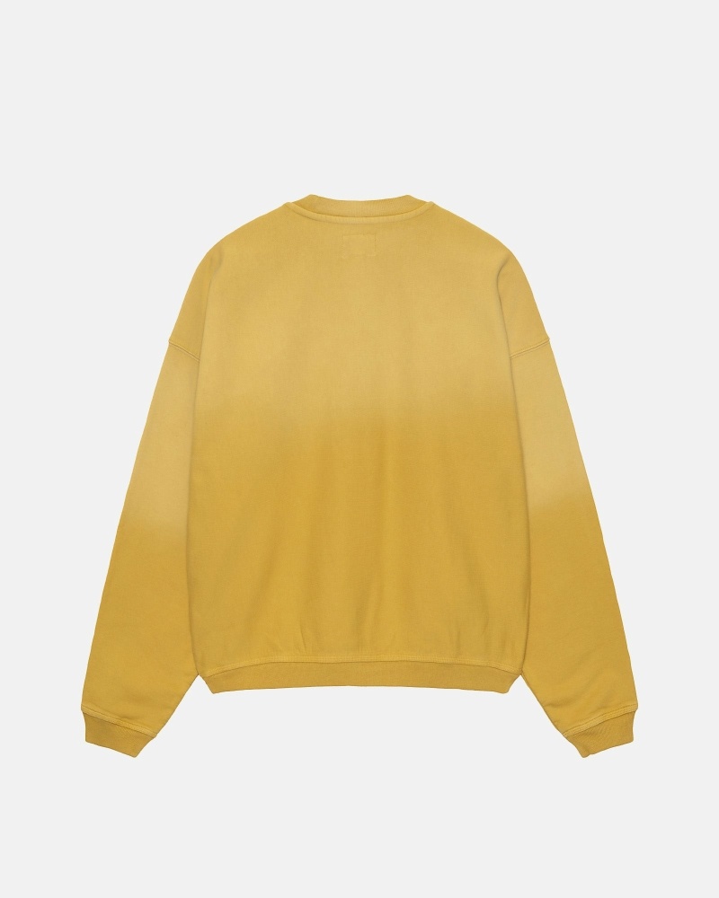 Yellow Stussy Sun Faded Oversized Crew Men's Hoodies | USA000085