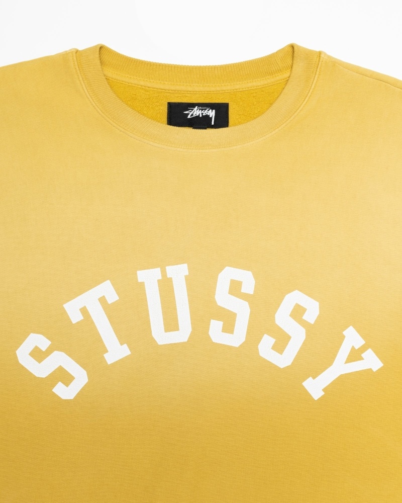 Yellow Stussy Sun Faded Oversized Crew Men's Hoodies | USA000085