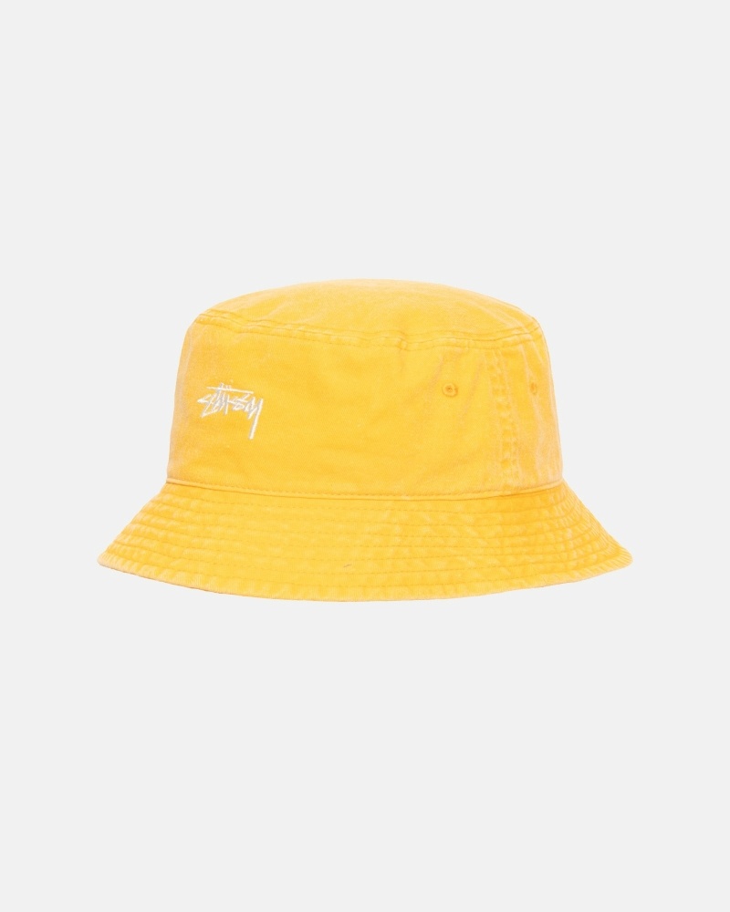 Yellow Stussy Washed Stock Men's Bucket Hats | USA000508