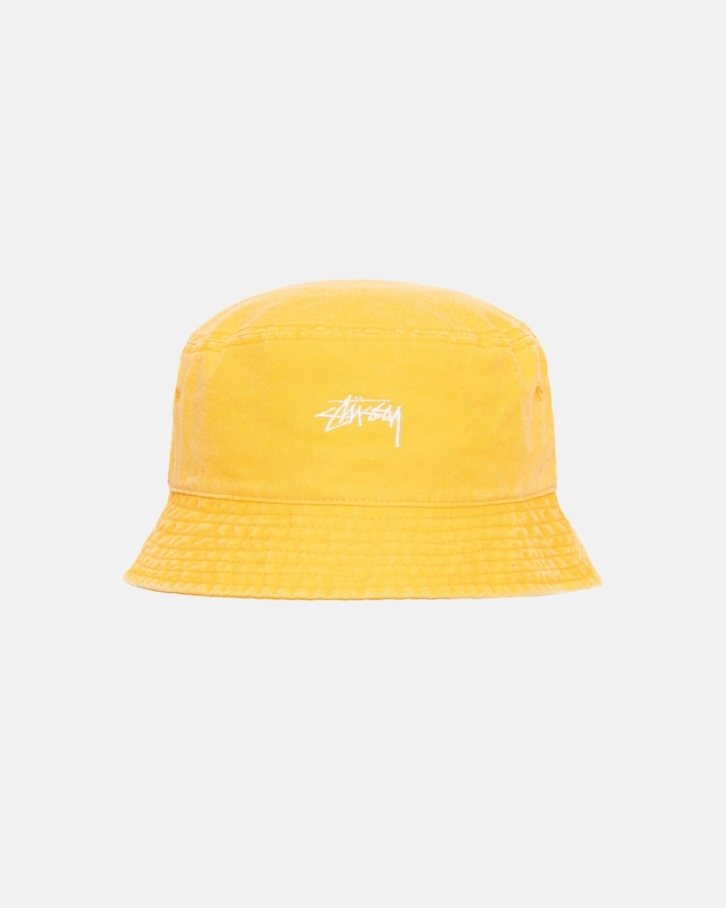 Yellow Stussy Washed Stock Men\'s Bucket Hats | USA000508