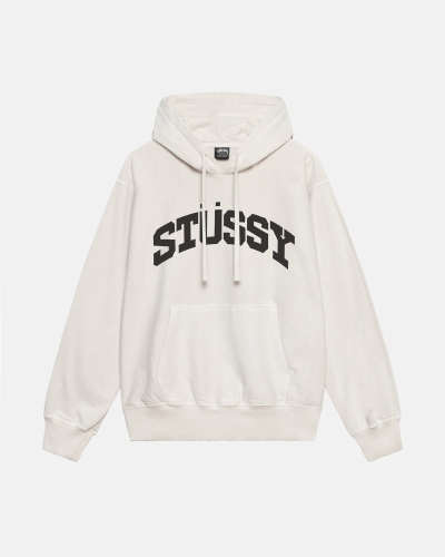 Beige Stussy Block Sport Pigment Dyed Men's Hoodies | USA000019