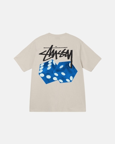 Beige Stussy Diced Out Men's T Shirts | USA000160