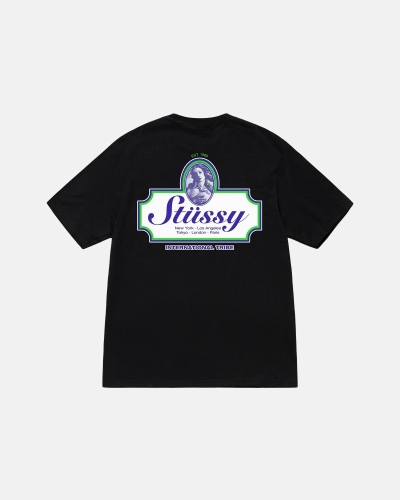 Black Stussy Authentic Men's T Shirts | USA000096