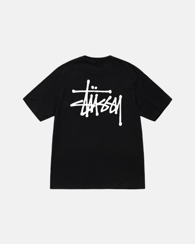 Black Stussy Basic Men's T Shirts | USA000111