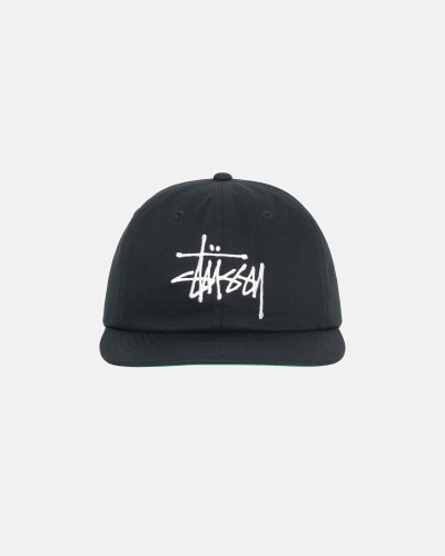 Black Stussy Basic Strapback Men's Caps | USA000399