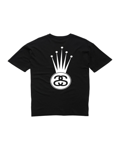 Black Stussy Crown Link SS Men's T Shirts | USA000145