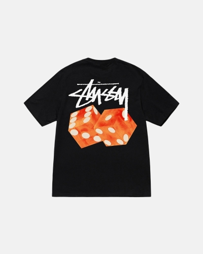 Black Stussy Diced Out Men's T Shirts | USA000161