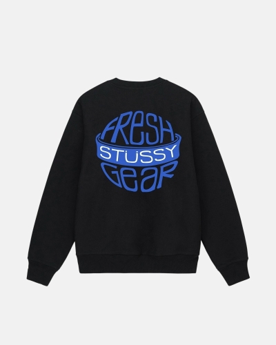 Black Stussy Fresh Gear Crew Men's Hoodies | USA000043