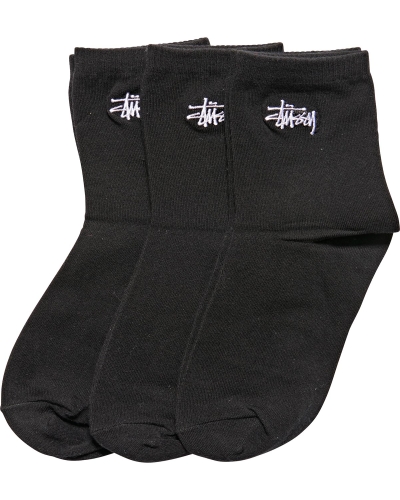 Black Stussy Graffiti Crew (3 Pack) Men's Socks | USA000725