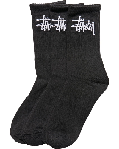 Black Stussy Graffiti Crew (3 Pack) Women's Socks | USA000730