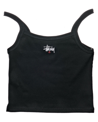 Black Stussy Graffiti Rib Women's Singlets | USA000716