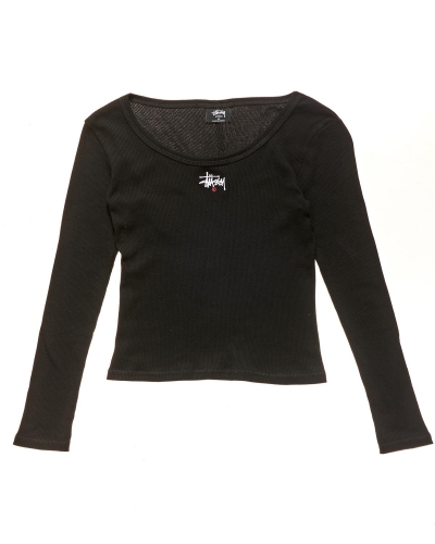 Black Stussy Graffiti Rib Women's Sweatshirts | USA000925