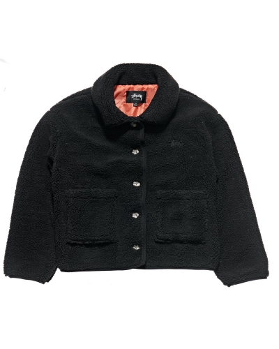 Black Stussy Graffiti Sherpa Coaches Women's Jackets | USA000346