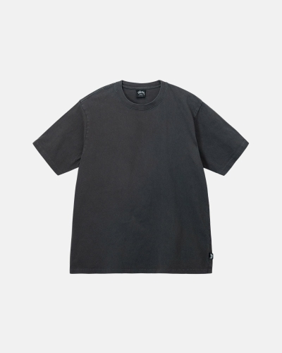 Black Stussy Heavyweight Pigment Dyed Crew Men's T Shirts | USA000197