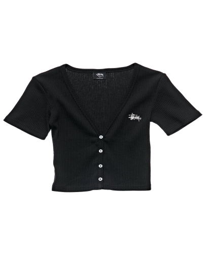 Black Stussy Margot Button Up Women's Sweatshirts | USA000936