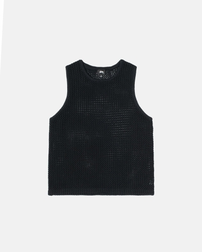 Black Stussy O'Dyed Heavyweight Mesh Men's Tanks | USA000967