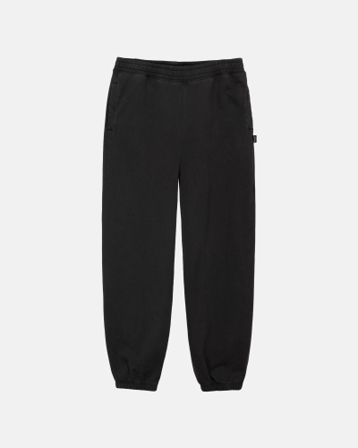 Black Stussy Pigment Dyed Men's Fleece Pants | USA000567