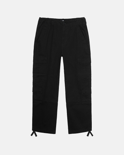 Black Stussy Ripstop Surplus Men's Cargo Pants | USA000590