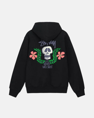 Black Stussy Skull Crest Men's Hoodies | USA000066