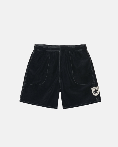 Black Stussy Surfman Patch Men's Shorts | USA000704