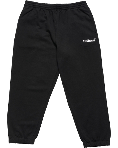 Black Stussy Text Fleece Men's Track Pants | USA001005